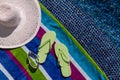 Flip Flops by the Pool Royalty Free Stock Photo