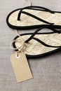 Flip flops with price tag Royalty Free Stock Photo