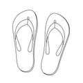 Flip Flops Rubber Sandals Outline Illustration