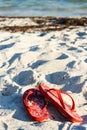 Flip flops on the sand Royalty Free Stock Photo
