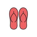 Flip flops sandal filled color style icon set. Vector graphic