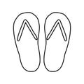 Flip flops sandals, doodle style flat vector outline for coloring book