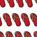 Flip flops or slippers summer footwear seamless pattern