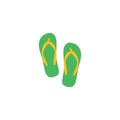 Flip flops. Green summer beach slippers. Vector illustration. EPS 10.