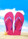 Flip-flops and sunglasses Royalty Free Stock Photo