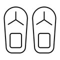 Flip flops thin line icon. Beach slippers vector illustration isolated on white. Footwear outline style design, designed Royalty Free Stock Photo