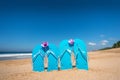 Flip flops on a tropical beach Royalty Free Stock Photo