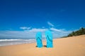 Flip flops on a tropical beach Royalty Free Stock Photo