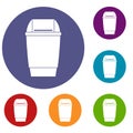 Flip lid bin icons set Royalty Free Stock Photo