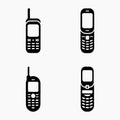 Flip phone retro gadget solid icons pack Royalty Free Stock Photo