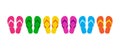 Flip flip vector icon, summer beach slippers, sea sandal set, cartoon footwears. Colorful