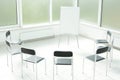 Flipchart chairs in a bright office spacious space