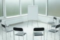 Flipchart chairs in a bright office spacious space