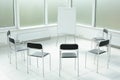 Flipchart chairs in a bright office spacious space