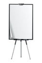 Flipchart mockup. Presentation and seminar whiteboard with blank paper sheets. Flip chart on tripod with space for text Royalty Free Stock Photo