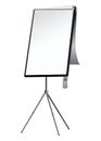 Flipchart mockup. Presentation and seminar whiteboard with blank paper sheets. Flip chart on tripod with space for text Royalty Free Stock Photo