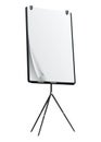 Flipchart mockup. Presentation and seminar whiteboard with blank paper sheets. Flip chart on tripod with space for text Royalty Free Stock Photo