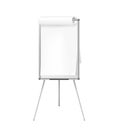 Flipchart whiteboard easel with blank paper sheet, vector mock-up. Tripod flip chart pad white board, realistic mockup Royalty Free Stock Photo