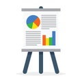 Flipchart, whiteboard screen with marketing data Royalty Free Stock Photo