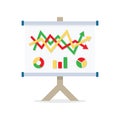 Flipchart, whiteboard screen with marketing data Royalty Free Stock Photo