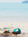 Flipflop on the sand beach Royalty Free Stock Photo