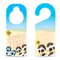 Flipflop And Star Fish On The Beach Summer Vacation Concept.