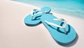 Flipflops at the beach with copy space