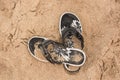 Flipflops on the sand Royalty Free Stock Photo