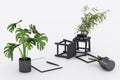 A4 flipped paper with black clipboard, potted plant, Royalty Free Stock Photo