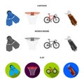 Flippers for swimming, basketball basket, net, racing holograph, golf bag. Sport set collection icons in cartoon,flat Royalty Free Stock Photo