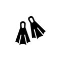 Flippers vector icon. Diving flippers sign. Rubber flippers for swimming symbol. Diving equipment simple logo black on white.