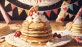 Flipping Fun Pancake themed Games for National Pancake Day.AI Generated