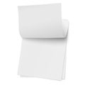 Flipping page on a stack of note papers isolated on white background