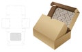 2 flips box with stenciled striped pattern window die cut template and 3D mockup