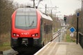 Flirt train at a track at Waddinxveen of R-NET, runned by Albellio in the Black and red colors