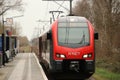 Flirt train at a track at Waddinxveen of R-NET, runned by Albellio in the Black and red colors.