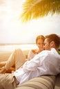 Flirting couple in summertime Royalty Free Stock Photo