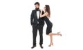 Flirting lady. Woman attractive sexy female attract attention of bearded gentleman. Art of flirt. Pick up and flirt Royalty Free Stock Photo