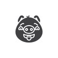 Flirting piggy face emoji vector icon