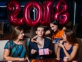 Flirty females at New 2018 Year party Royalty Free Stock Photo