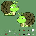 Flirty little snail cartoon expressions set