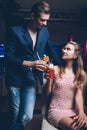 Flirty relationships. Night club party background Royalty Free Stock Photo