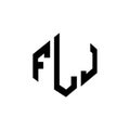 FLJ letter logo design with polygon shape. FLJ polygon and cube shape logo design. FLJ hexagon vector logo template white and Royalty Free Stock Photo