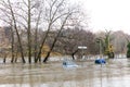 Flloding In Turin, Italy: car under water Royalty Free Stock Photo