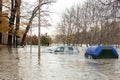Flloding In Turin, Italy: car under water Royalty Free Stock Photo