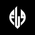 FLO circle letter logo design with circle and ellipse shape. FLO ellipse letters with typographic style. The three initials form a Royalty Free Stock Photo