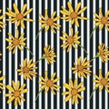 Seamless chamomile pattern with white daisies