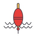 Float fishing flat line illustration, concept vector isolated icon