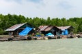 Float fishing village on tropical river Royalty Free Stock Photo