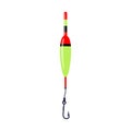 Float and hook. Fishing float. Fishing hook. Colorful bobber float icon